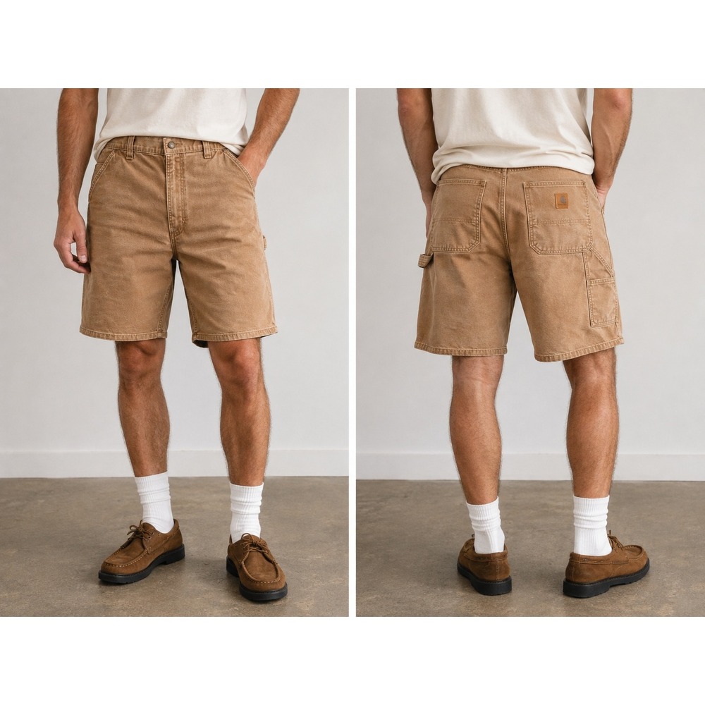 VTG Carhartt USA Duck Canvas Carpenter Shorts Men 37 (Tag 38) Brown Workwear Y2K